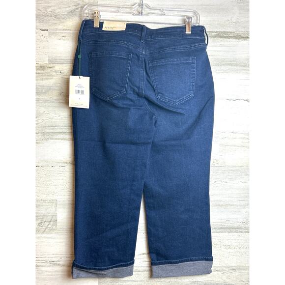 NYDJ Women’s 4 Marilyn Crop Roll Cuff Blue Denim Straight Leg Jeans NWT - Picture 4 of 9